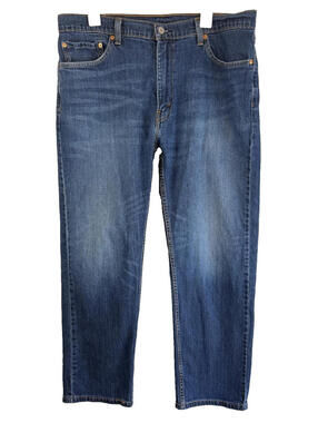 Levis 505 Mens Jeans Sz 38x30 Straight Stretch Denim Blue Whiskered